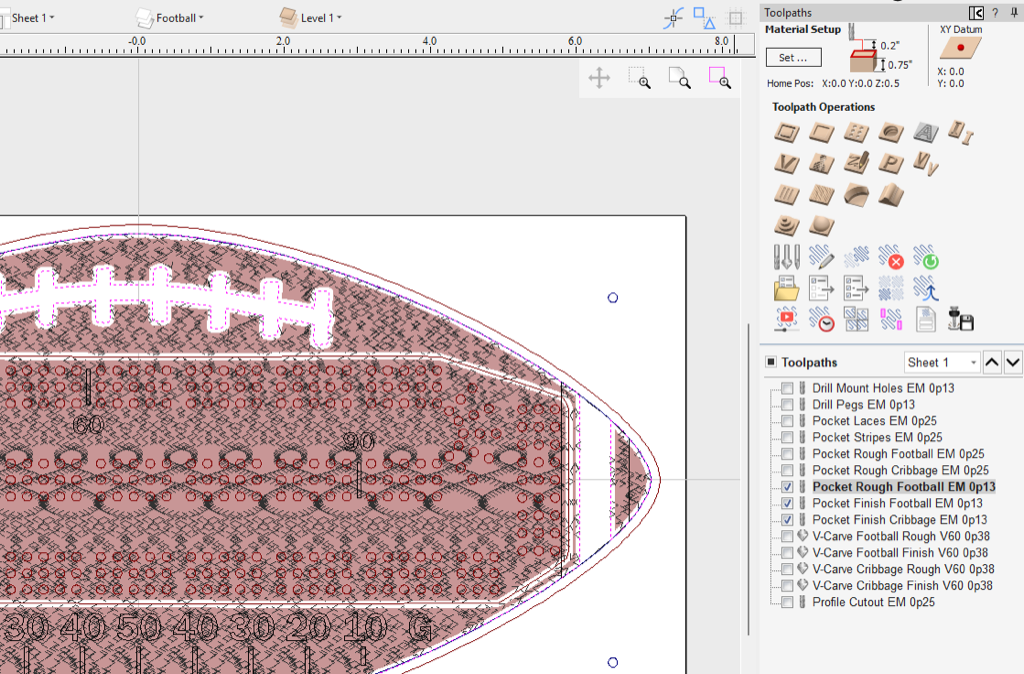 Figure 5: 1/8" toolpaths preview - note the denser toolpath tracks.
