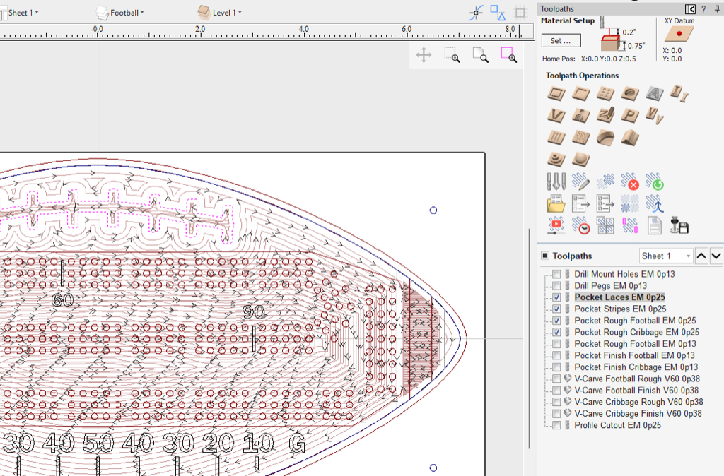 Figure 4: Rough 1/4" toolpaths preview