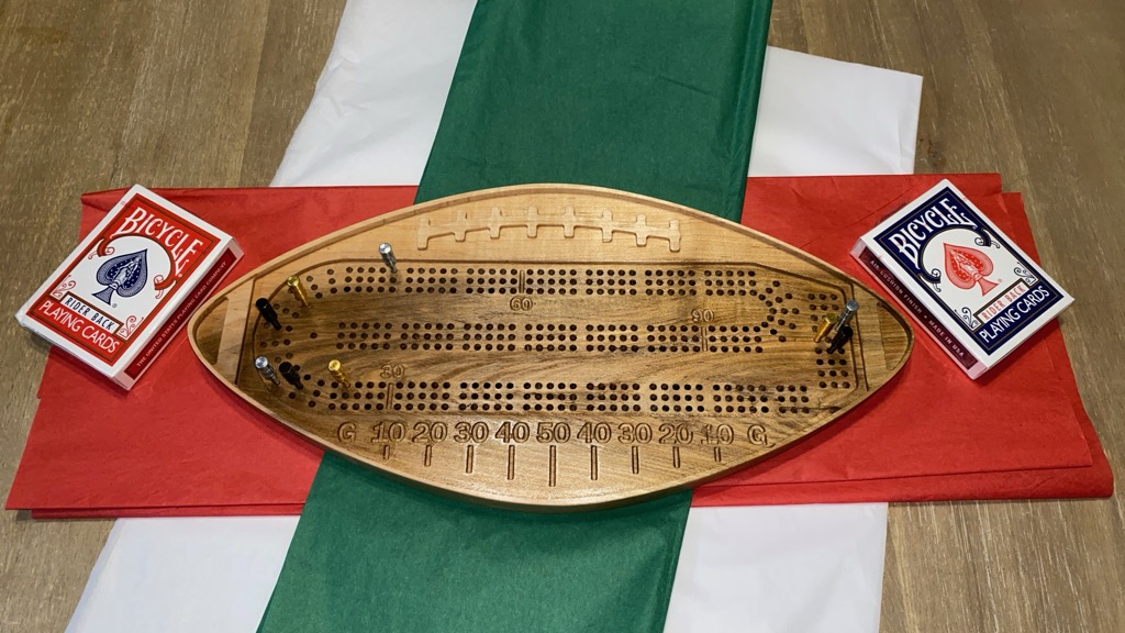 Figure 8: Finished Cribbage board - Minwax Antique Oil Finish